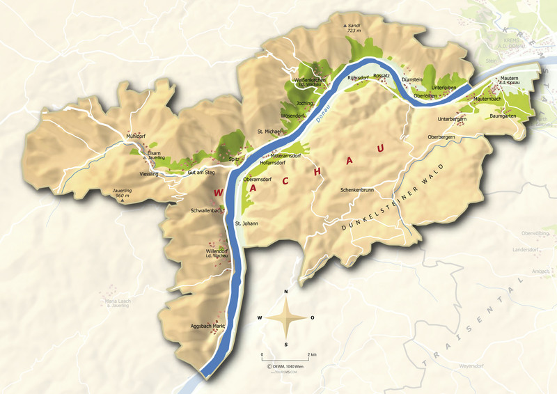  Topographical view of the Danube valley around the Wachau 