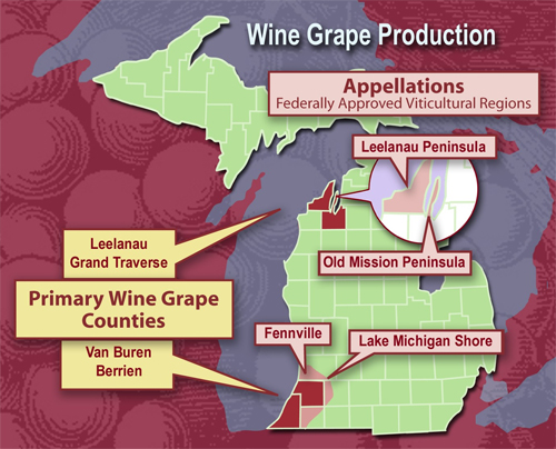 Michigan has 4 recognized AVAs (appellations)