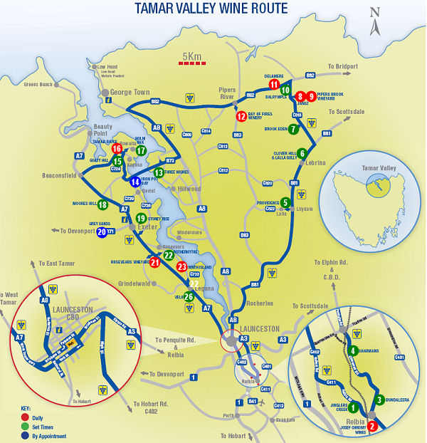  The Tamar Valley wine route includes Pipers River 