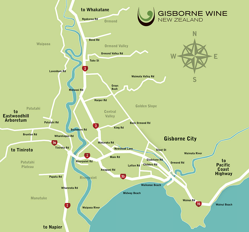 The Gisborne wine route is, happily, concentrated in a small triangle of roads near Gisborne town.